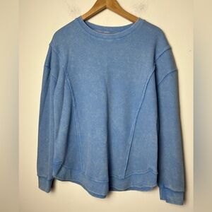 Sunnyside by Sundry Light Blue Washed Waffle Knit Crewneck Oversized Sweatshirt